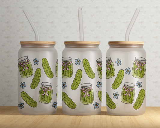 Frosted Can Glass, Pickle Girly