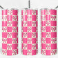 20 oz Skinny Tumbler, Pink Bow Checker Pattern