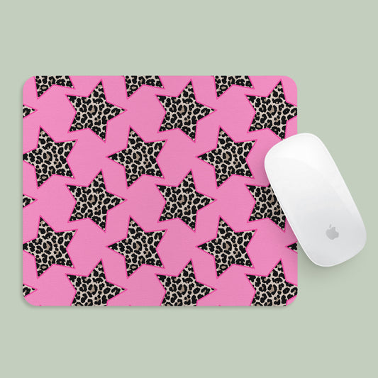 Mousepad Pink Cheetah Stars Pattern