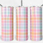 20 oz Skinny Tumbler, Pastel Gingham Pattern