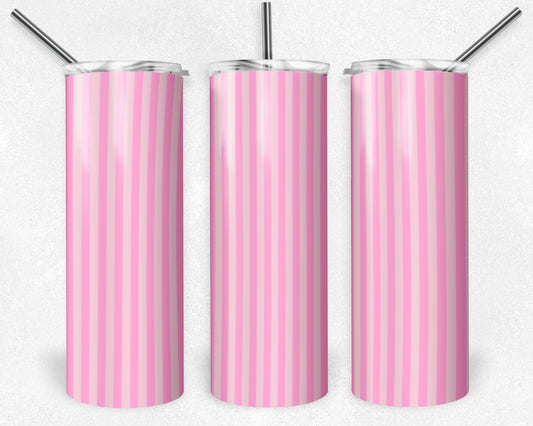 20 oz Skinny Tumbler, Pink Stripe Pattern