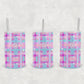 12 oz Kids Skinny Tumbler, Purple Painted Plaid With Stars
