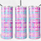 20 oz Skinny Tumbler, Purple Painted Plaid with Stars Pattern