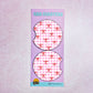 2 Car Coasters, Red Bows on Pink Grid Pattern