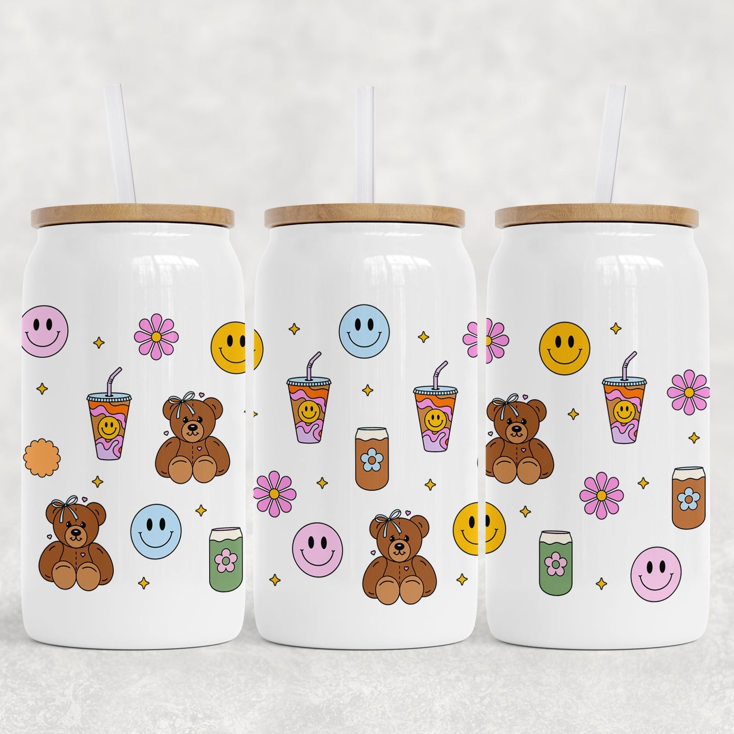 White Can Glass, Bears and Coffee Doodles