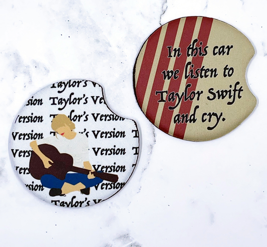 2 Car Coasters, Taylor Swift Red Album Inspired Design