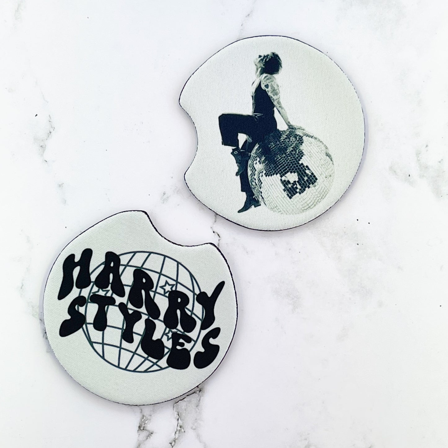 2 Car Coasters, Harry Styles Disco Ball Design