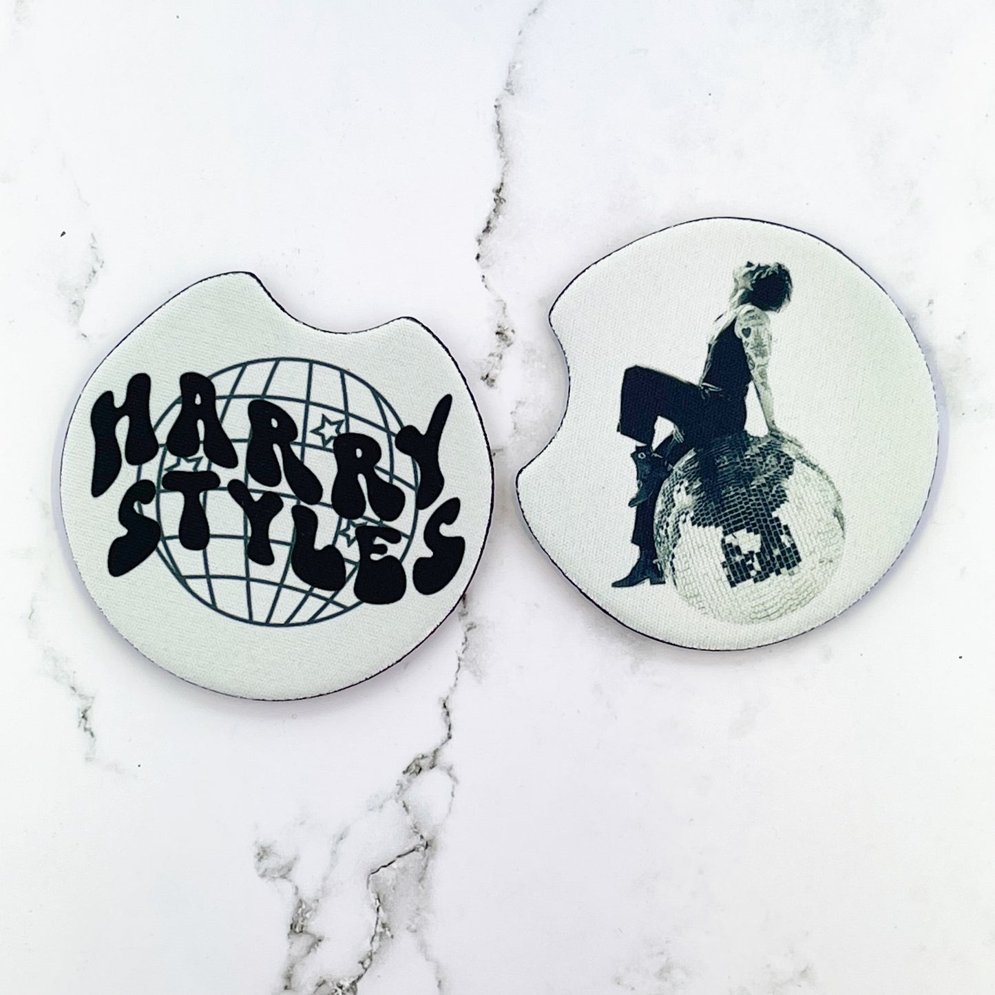 2 Car Coasters, Harry Styles Disco Ball Design