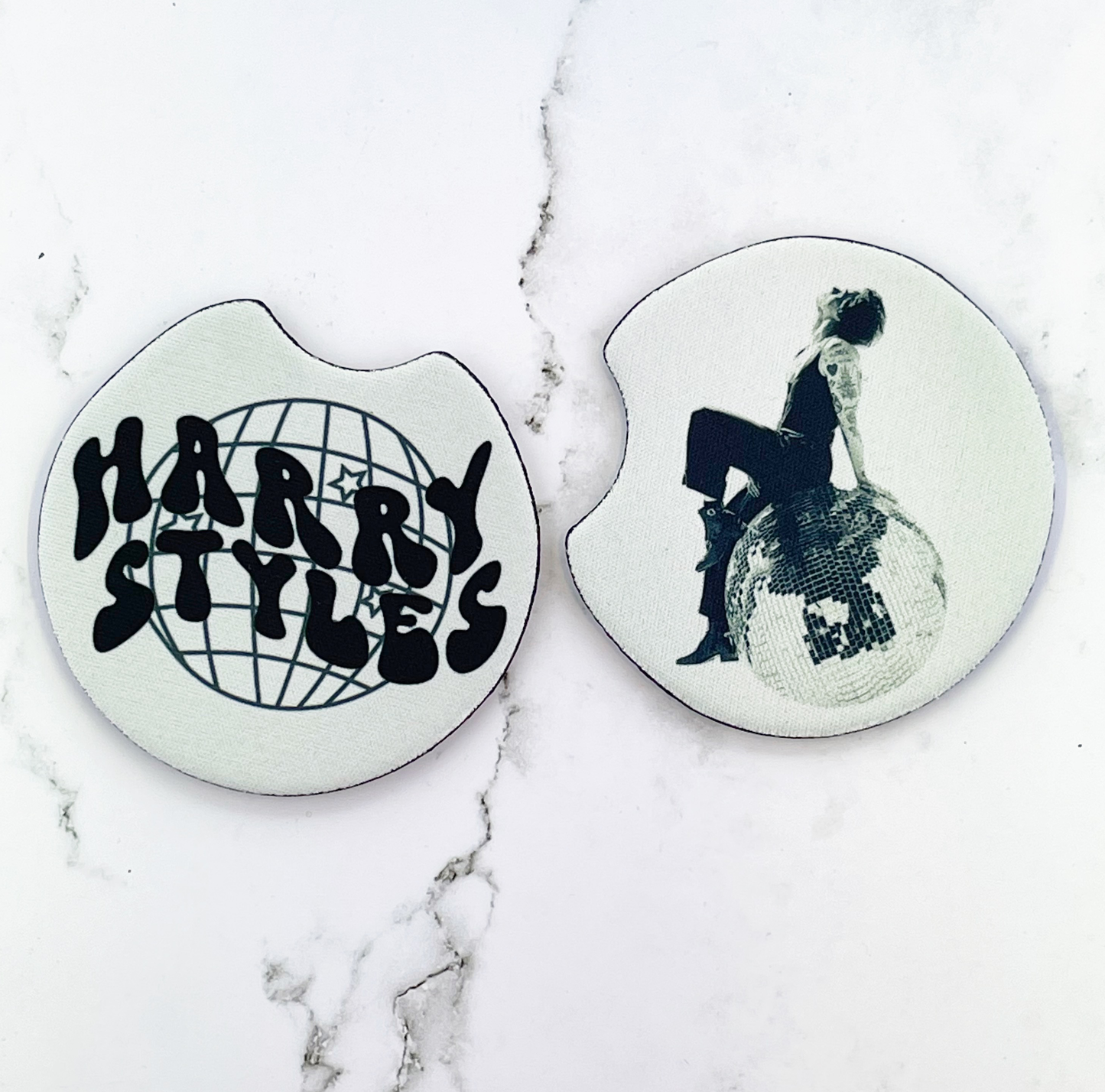 2 Car Coasters, Harry Styles Disco Ball Design