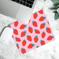 Mousepad Pink Grid Strawberry Design