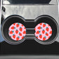 2 Car Coasters, Pink Grid Strawberry Design